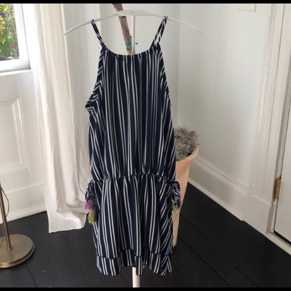 SOLD Vintage Havana striped dress with tassels